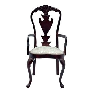 Vtg Bespaq Queen Anne Upholster Ivory Silk Seat Dining Chair Miniature Dollhouse